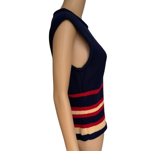 St. John Sport by Marie Gray vintage Navy, Gold, & Red Sweater Vest size M - Picture 2 of 8